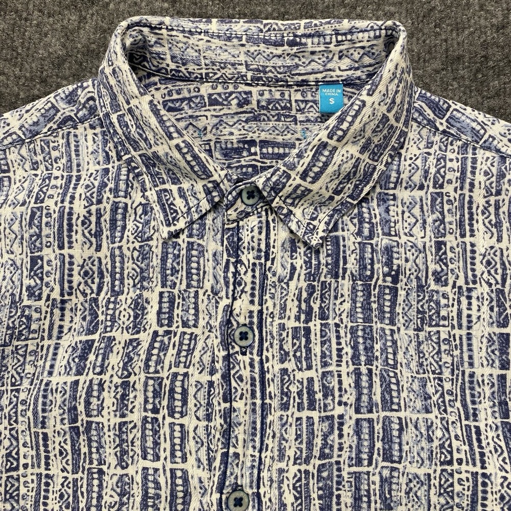 Tori Richard 100% Linen Geometric Abstract Artistic Print Button Shirt Mens S